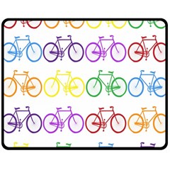 Rainbow Colors Bright Colorful Bicycles Wallpaper Background Fleece Blanket (medium)  by Simbadda