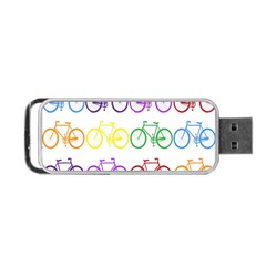 Rainbow Colors Bright Colorful Bicycles Wallpaper Background Portable Usb Flash (one Side) by Simbadda