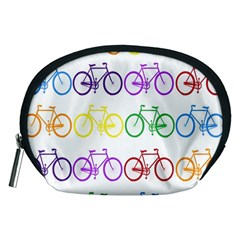 Rainbow Colors Bright Colorful Bicycles Wallpaper Background Accessory Pouches (medium)  by Simbadda