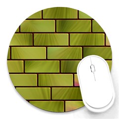 Modern Green Bricks Background Image Round Mousepads by Simbadda