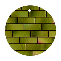 Modern Green Bricks Background Image Ornament (round) by Simbadda