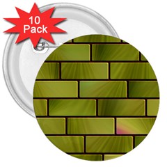 Modern Green Bricks Background Image 3  Buttons (10 Pack)  by Simbadda