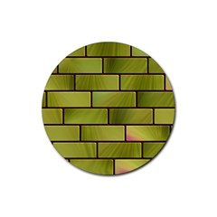 Modern Green Bricks Background Image Rubber Coaster (round)  by Simbadda