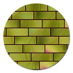 Modern Green Bricks Background Image Magnet 5  (round) by Simbadda