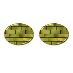 Modern Green Bricks Background Image Cufflinks (oval) by Simbadda