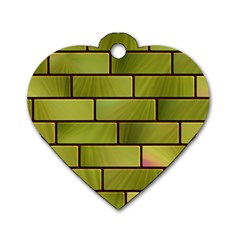 Modern Green Bricks Background Image Dog Tag Heart (two Sides)