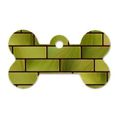 Modern Green Bricks Background Image Dog Tag Bone (one Side) by Simbadda