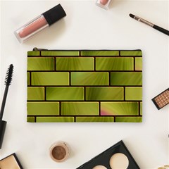 Modern Green Bricks Background Image Cosmetic Bag (medium)  by Simbadda