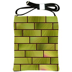 Modern Green Bricks Background Image Shoulder Sling Bags by Simbadda