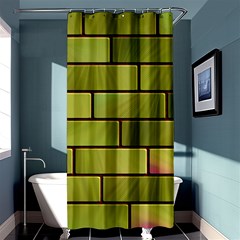 Modern Green Bricks Background Image Shower Curtain 36  X 72  (stall)  by Simbadda