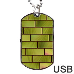 Modern Green Bricks Background Image Dog Tag Usb Flash (one Side) by Simbadda