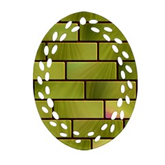 Modern Green Bricks Background Image Ornament (oval Filigree) by Simbadda