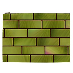 Modern Green Bricks Background Image Cosmetic Bag (xxl)  by Simbadda