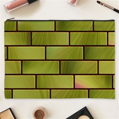 Modern Green Bricks Background Image Cosmetic Bag (xxxl)  by Simbadda