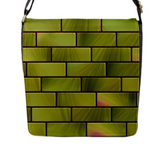 Modern Green Bricks Background Image Flap Messenger Bag (l)  by Simbadda