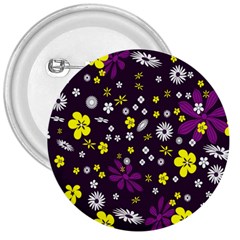 Flowers Floral Background Colorful Vintage Retro Busy Wallpaper 3  Buttons by Simbadda