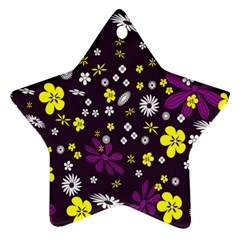 Flowers Floral Background Colorful Vintage Retro Busy Wallpaper Ornament (star) by Simbadda