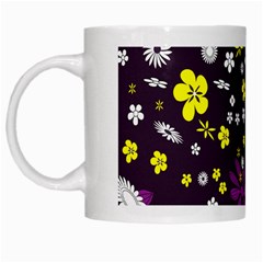 Flowers Floral Background Colorful Vintage Retro Busy Wallpaper White Mugs by Simbadda