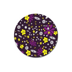 Flowers Floral Background Colorful Vintage Retro Busy Wallpaper Magnet 3  (round) by Simbadda