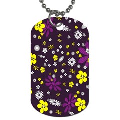 Flowers Floral Background Colorful Vintage Retro Busy Wallpaper Dog Tag (one Side) by Simbadda