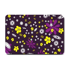 Flowers Floral Background Colorful Vintage Retro Busy Wallpaper Small Doormat  by Simbadda