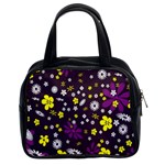 Flowers Floral Background Colorful Vintage Retro Busy Wallpaper Classic Handbags (2 Sides) Front