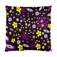 Flowers Floral Background Colorful Vintage Retro Busy Wallpaper Standard Cushion Case (two Sides) by Simbadda