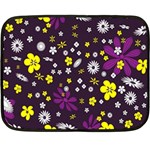 Flowers Floral Background Colorful Vintage Retro Busy Wallpaper Double Sided Fleece Blanket (Mini)  35 x27  Blanket Front