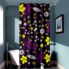 Flowers Floral Background Colorful Vintage Retro Busy Wallpaper Shower Curtain 36  X 72  (stall)  by Simbadda