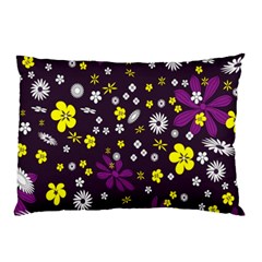 Flowers Floral Background Colorful Vintage Retro Busy Wallpaper Pillow Case (two Sides) by Simbadda