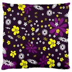 Flowers Floral Background Colorful Vintage Retro Busy Wallpaper Large Cushion Case (One Side) Front