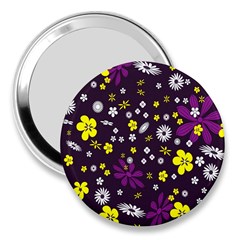 Flowers Floral Background Colorful Vintage Retro Busy Wallpaper 3  Handbag Mirrors by Simbadda