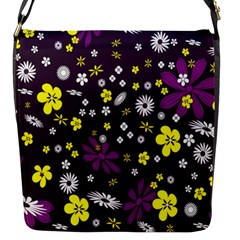 Flowers Floral Background Colorful Vintage Retro Busy Wallpaper Flap Messenger Bag (s) by Simbadda