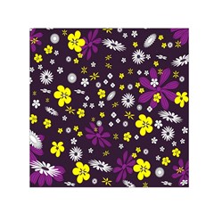 Flowers Floral Background Colorful Vintage Retro Busy Wallpaper Small Satin Scarf (square) by Simbadda