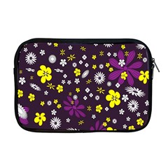 Flowers Floral Background Colorful Vintage Retro Busy Wallpaper Apple Macbook Pro 17  Zipper Case by Simbadda