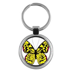 Yellow A Colorful Butterfly Image Key Chains (round)  by Simbadda