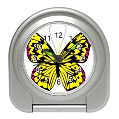 Yellow A Colorful Butterfly Image Travel Alarm Clocks by Simbadda