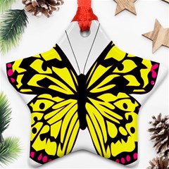 Yellow A Colorful Butterfly Image Star Ornament (two Sides) by Simbadda