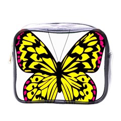 Yellow A Colorful Butterfly Image Mini Toiletries Bags by Simbadda