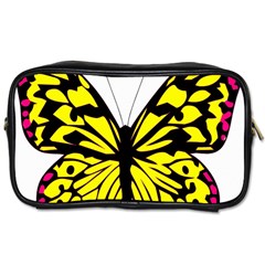 Yellow A Colorful Butterfly Image Toiletries Bags by Simbadda