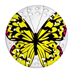 Yellow A Colorful Butterfly Image Round Filigree Ornament (two Sides) by Simbadda