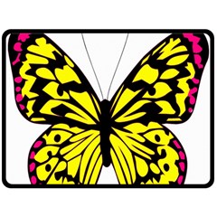 Yellow A Colorful Butterfly Image Double Sided Fleece Blanket (large)  by Simbadda