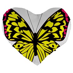 Yellow A Colorful Butterfly Image Large 19  Premium Flano Heart Shape Cushions by Simbadda