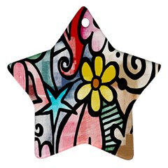 Digitally Painted Abstract Doodle Texture Ornament (star) by Simbadda