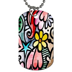 Digitally Painted Abstract Doodle Texture Dog Tag (one Side) by Simbadda