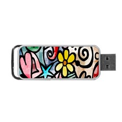 Digitally Painted Abstract Doodle Texture Portable Usb Flash (two Sides) by Simbadda