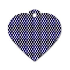 Squares Blue Background Dog Tag Heart (one Side) by Simbadda