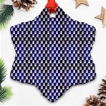 Squares Blue Background Snowflake Ornament (Two Sides) Front