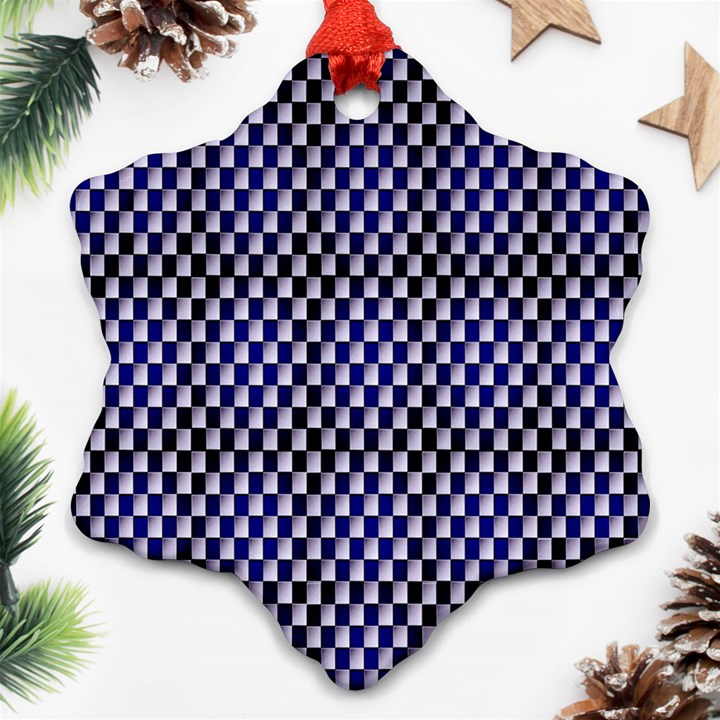 Squares Blue Background Snowflake Ornament (Two Sides)