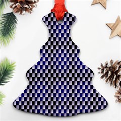 Squares Blue Background Christmas Tree Ornament (two Sides) by Simbadda